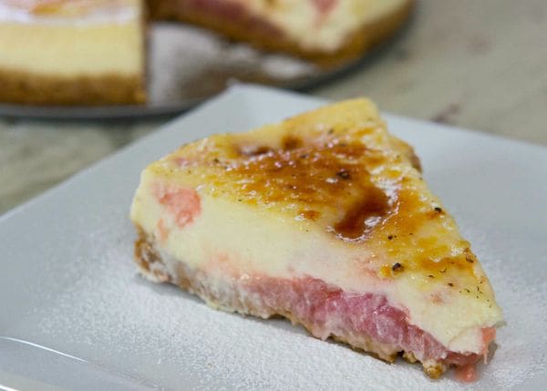 Rhubarb Brulee Cheesecake