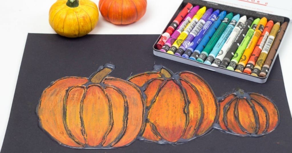 Glue resist art project for kids pumpkins