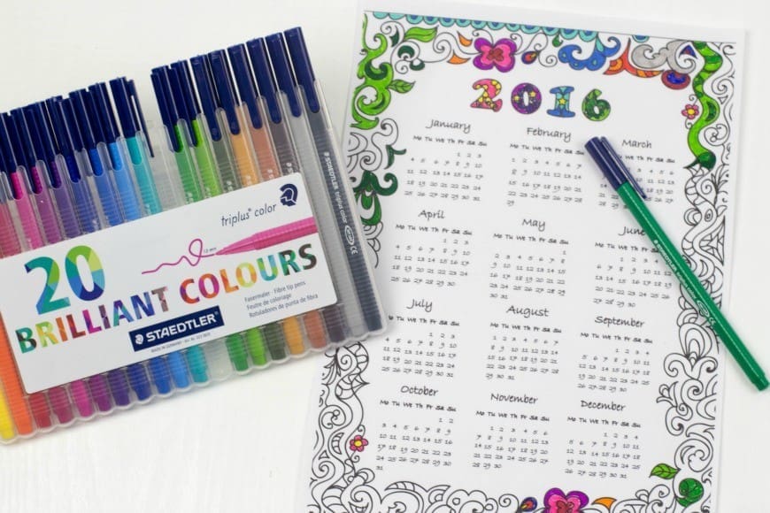 2016 Calendar to colour