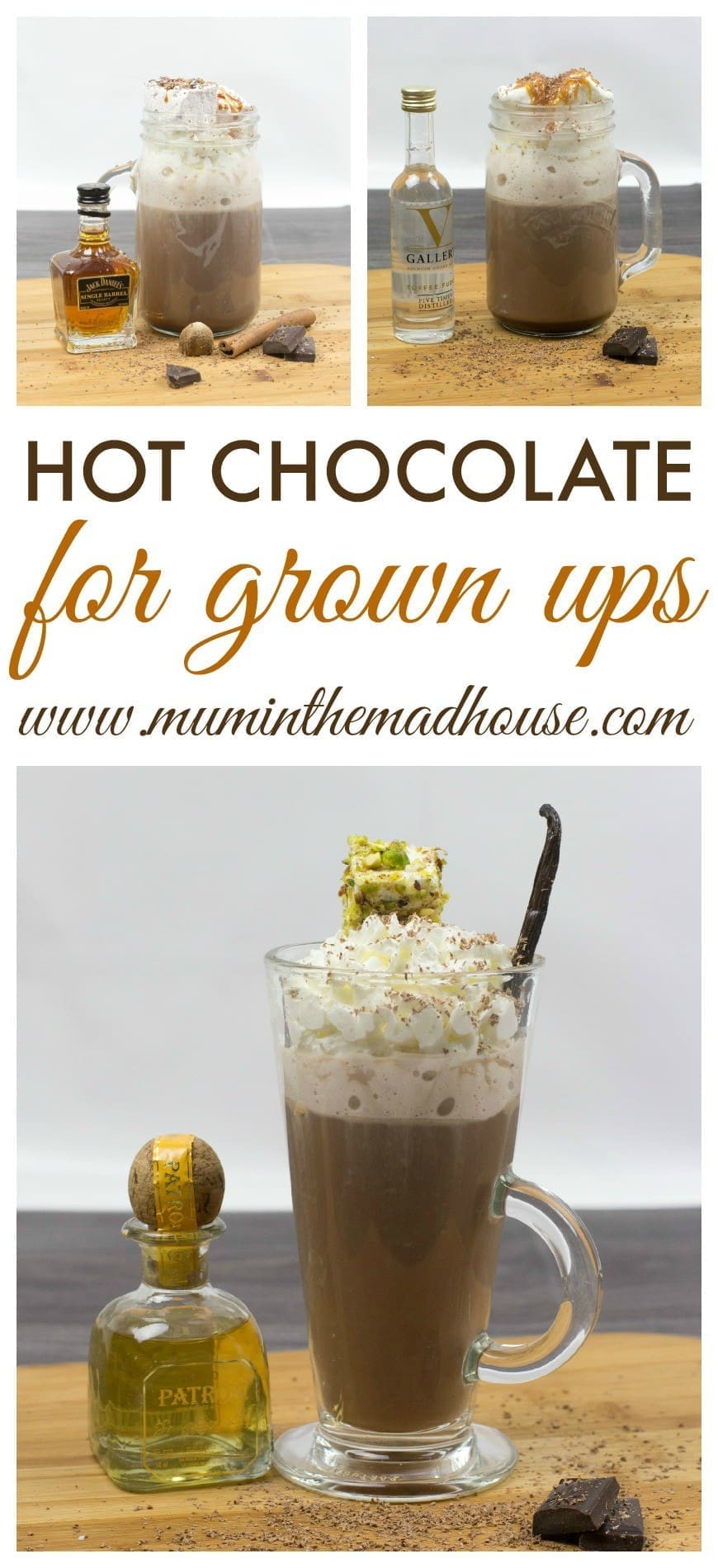 spiked hot chocolate 3 ways