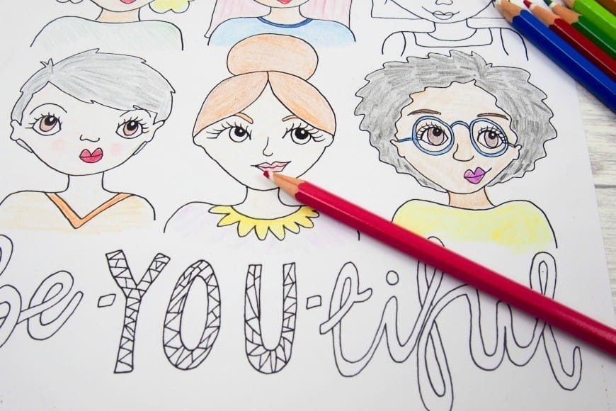 Free Beautiful colouring page or Be-YOU-tiful coloring page for adults. Another free colouring page from mum in the mad house. Adult colouring is all the rage at the moment and this colouring page is perfect for tweens and teens too