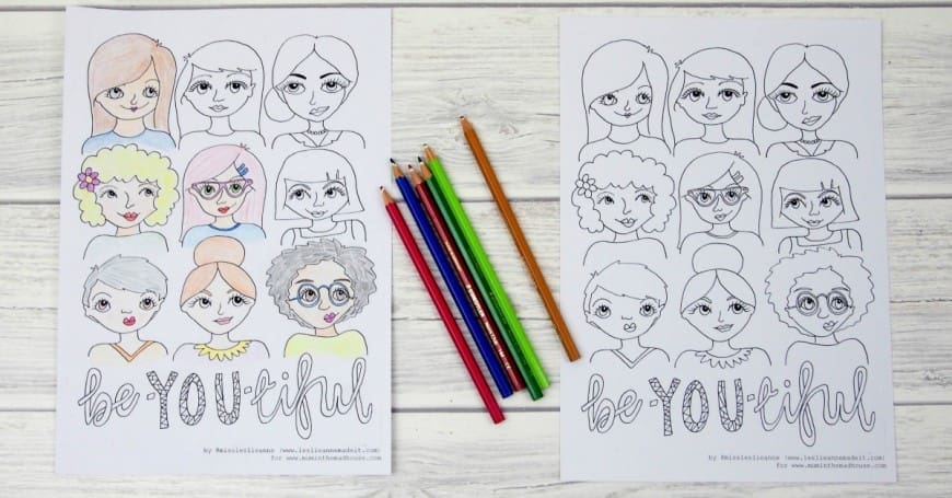 Free Beautiful colouring page or Be-YOU-tiful coloring page for adults. Another free colouring page from mum in the mad house. Adult colouring is all the rage at the moment and this colouring page is perfect for tweens and teens too