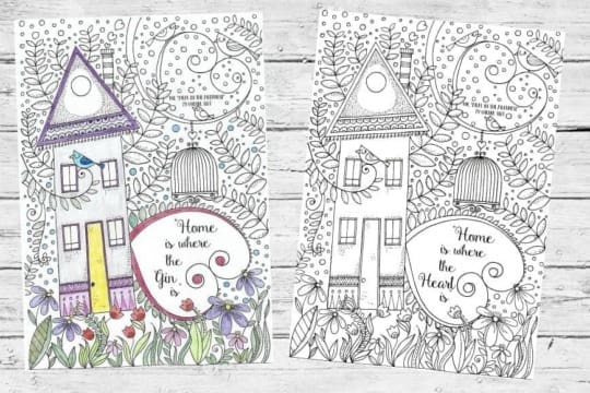 Free Irreverent Adult Colouring Page | Home is Where the Gin Is | Mum ...