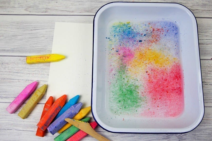 Floating chalk prints. A super simple process art project that gives great results and is fun to do. This kids craft activity is a great way of demonstrating surface tension too. I love it when creativity and science meet. 