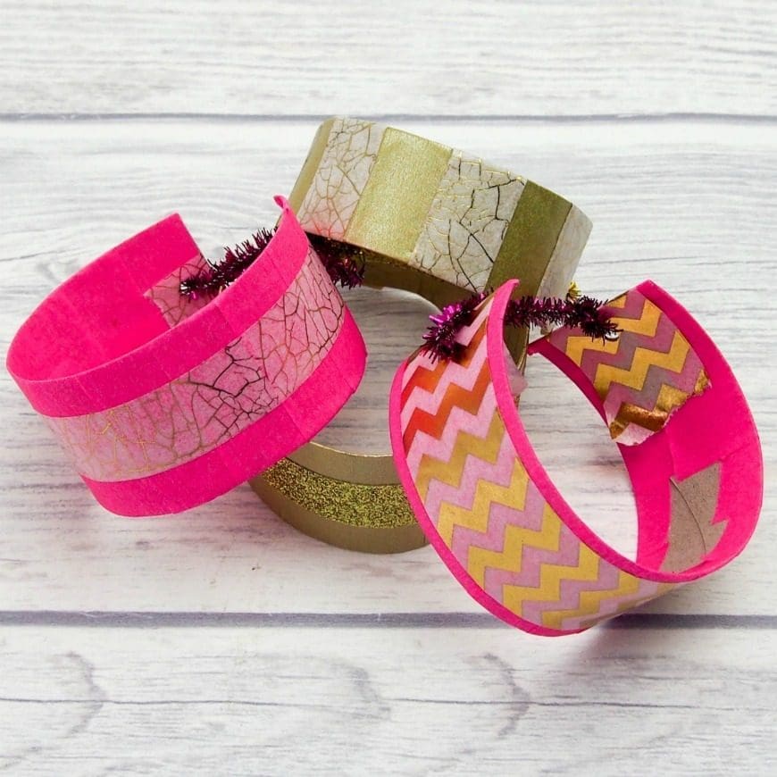Washi Decorated Toilet Roll Bracelets or Cuffs