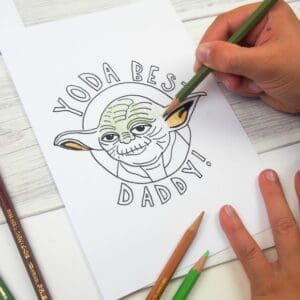 Yoda Best Dad Colouring Cards