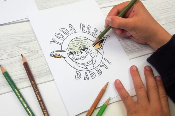 Yoda Best Dad Colouring Cards