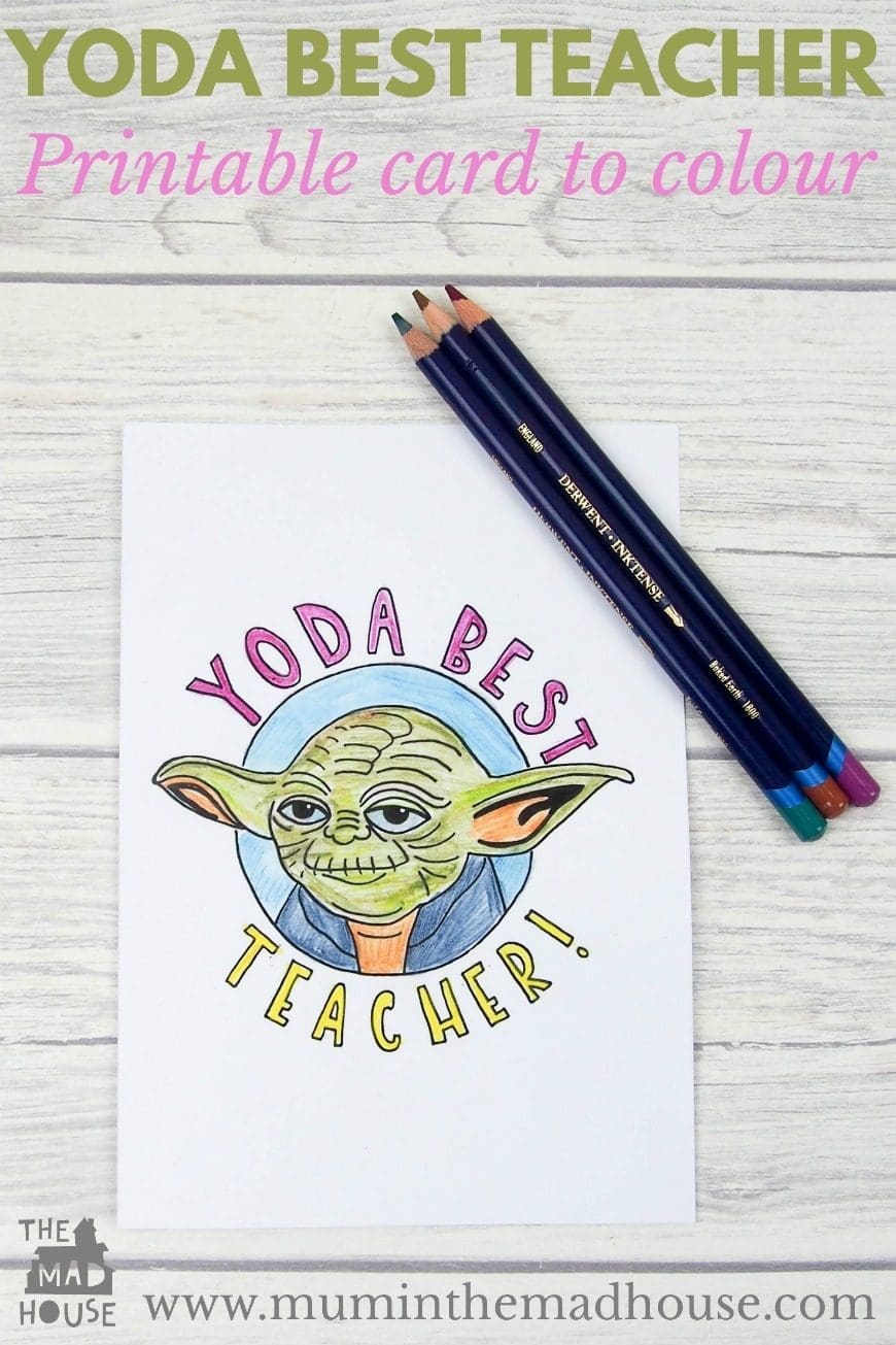 Show your teacher your appreciation with this Star Wars inspired Yoda Best Teacher Card to print off and colour in. Perfect for kids of all ages. 