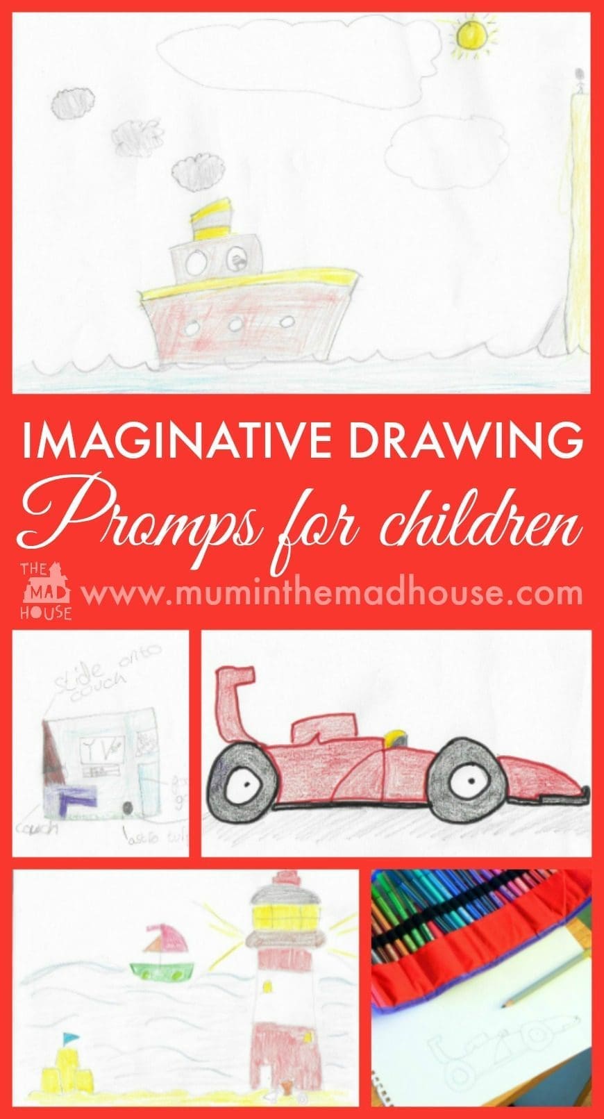 Colouring promps for imaginative drawing with children.  Ideas to get creative with your kids. Think of a fun starting point and then get the kids to draw - here we asked what they would do with £5000