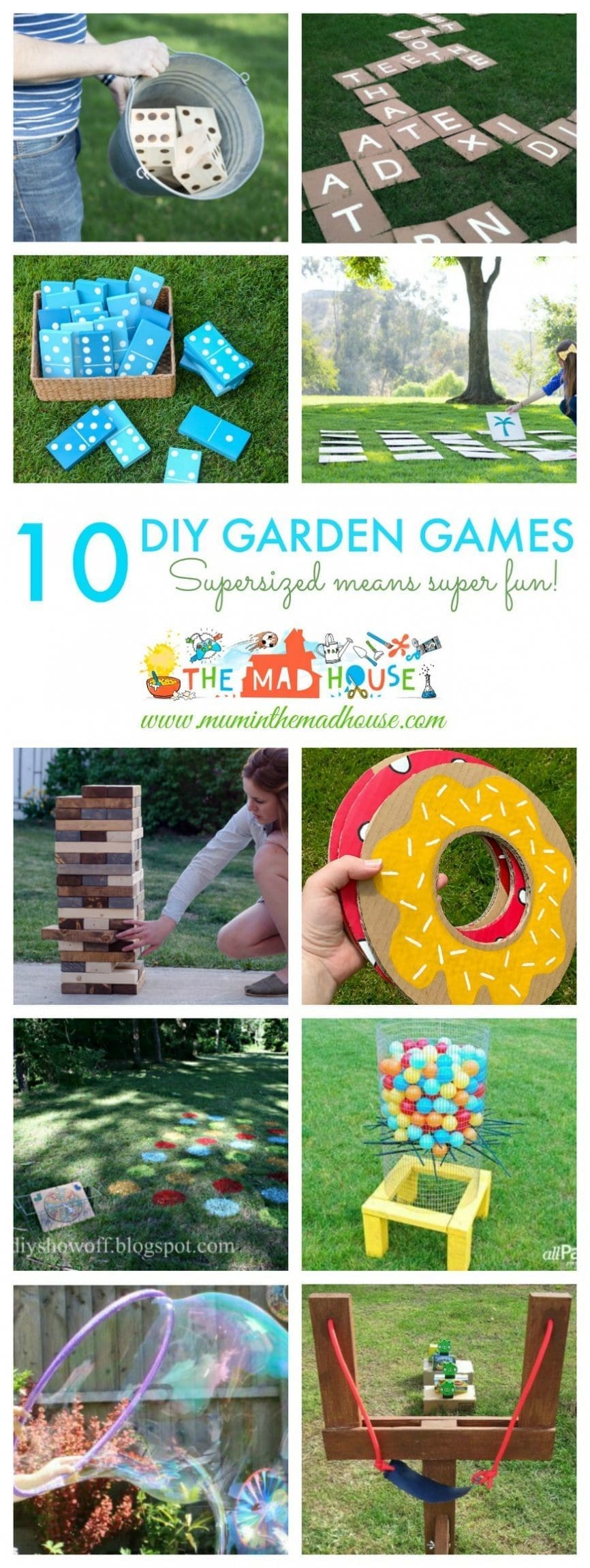 10 DIY Giant Garden Games - supersized means super fun for these amazing backyard and garden games. They are perfect for a family night or for weddings and parties. Children and adults alike will have so much fun playing these garden games.