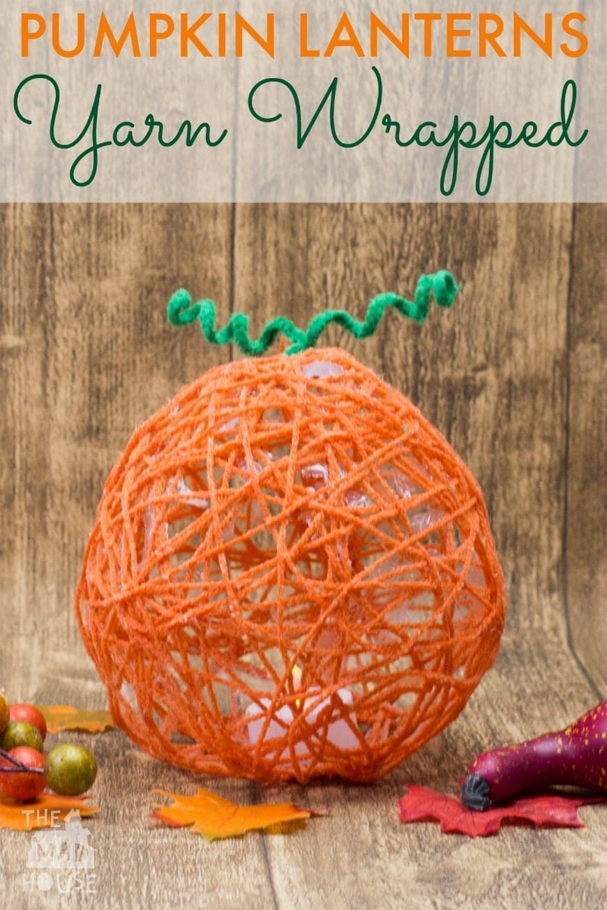 These yarn wrapped pumpkin lanterns are a fantastic fun hands-on art activity for kids. Celebrate the seasons with this autumnal craft. This is such a fun Fall themed process art activity for children.