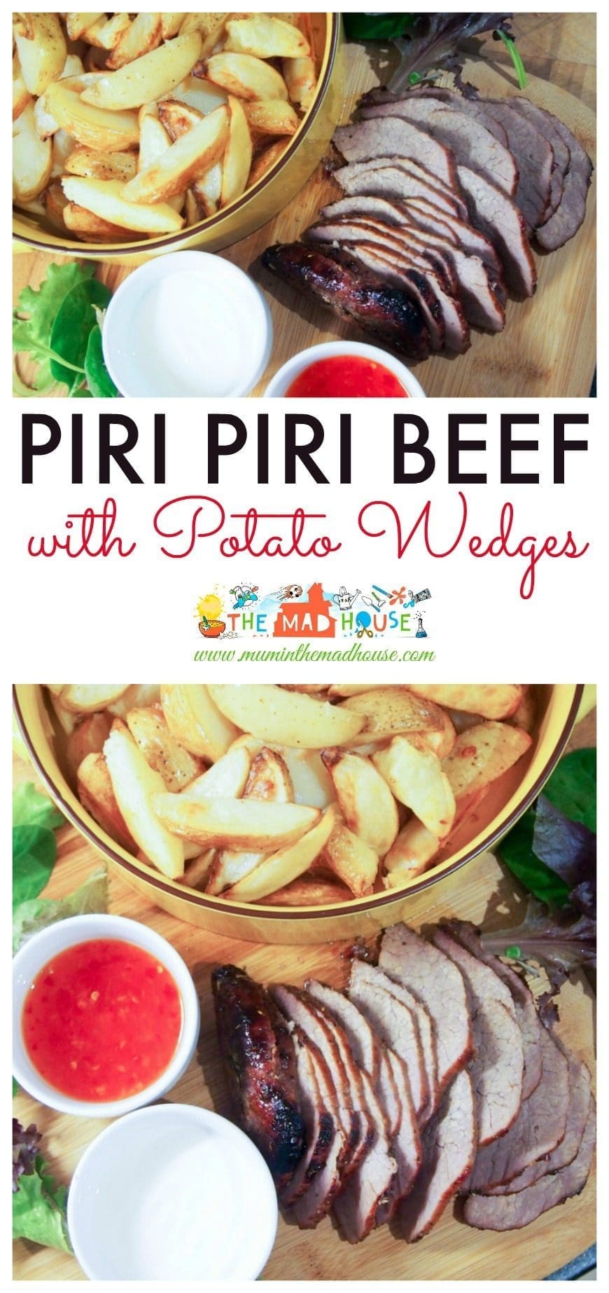 Piri Piri Beef and Wedges, a delicious, simple and flavourful roast beef recipe perfect for a midweek mini roast or for cooking with children. This family meal will become a regular family favorite. 