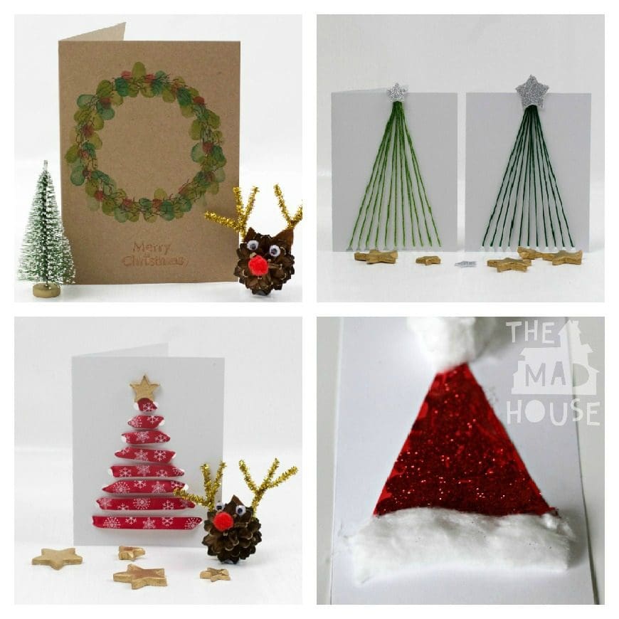 Christmas Cards ribbon Santa Hat Wreath Ribbon Tree