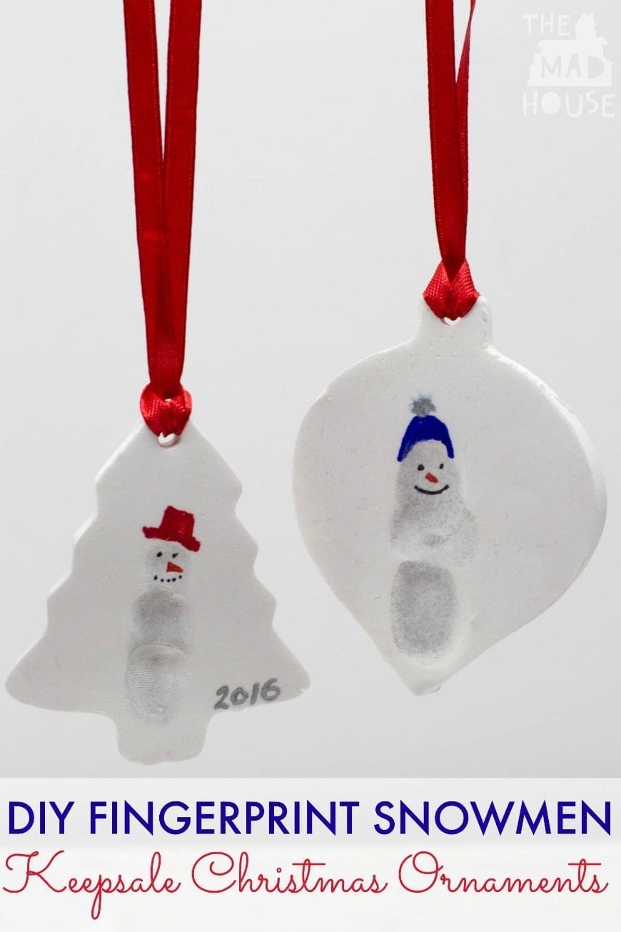 These DIY fingerprint snowmen Christmas ornaments are great for making memories and as a keepsake for your Christmas tree. A fab kids craft for Christmas
