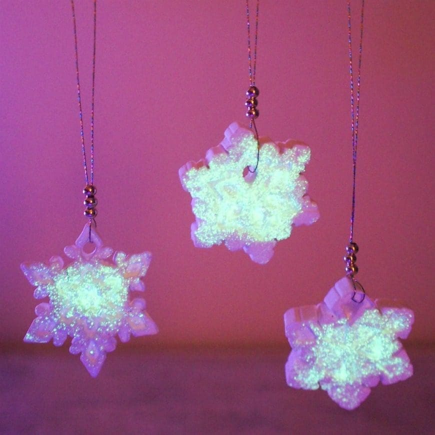 Glow in the Dark Clay Snowflake Ornaments