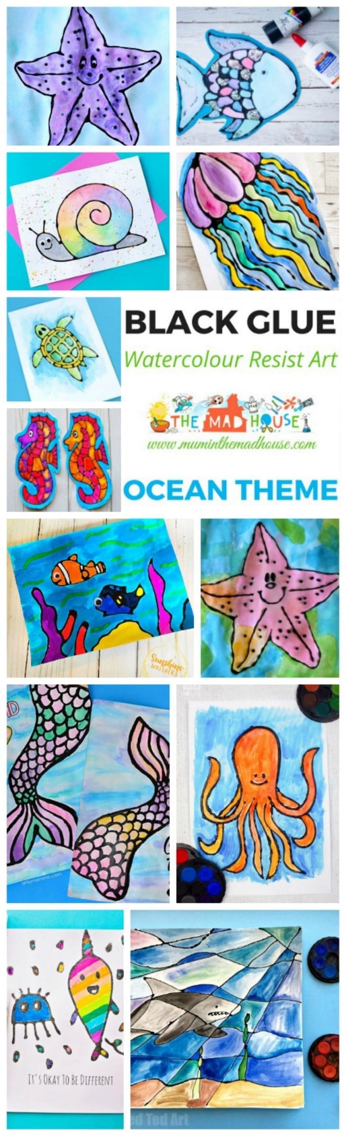 The complete under the sea watercolour glue resist Roundup. Yes, Ocean Watercolour Glue Resist Art Ideas many with free printables to make it e