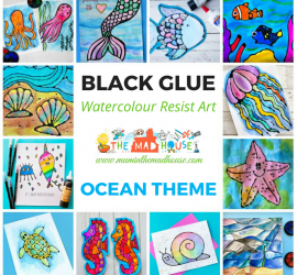 Ocean Watercolour Glue Resist Art Ideas