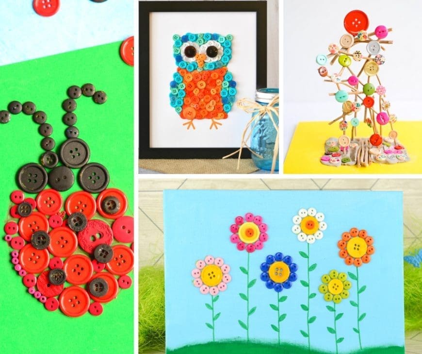 Buttons are magical and make a great craft material and these 20 + adorable button crafts for kids are a great way of recycling them. 