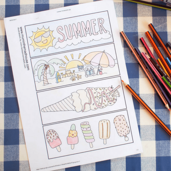 Free Summer Colouring Bookmarks