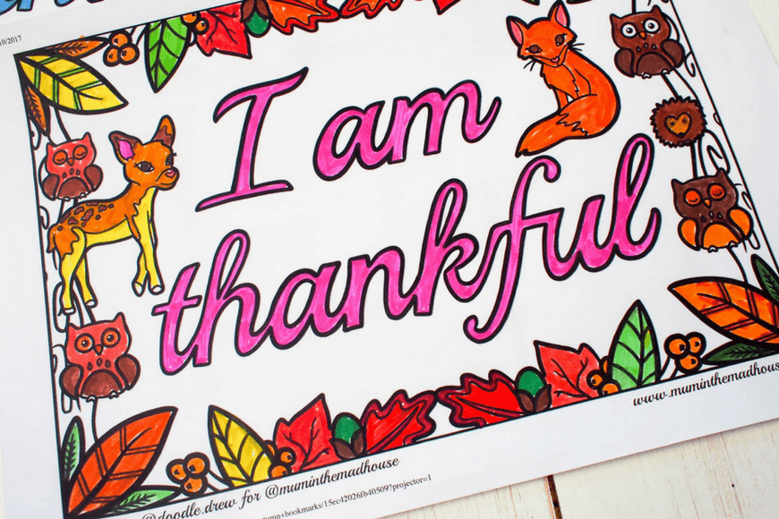 Beautiful I am thankful colouring sheet perfect for thanksgiving coloring or for anytime when you want to encourage gratitude 