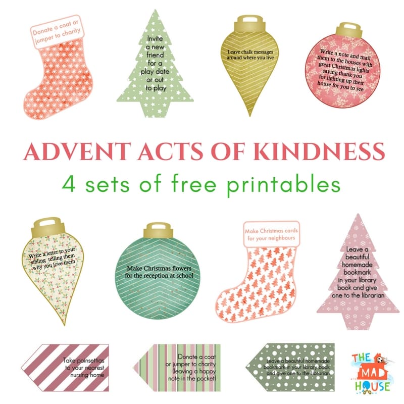 4 fabulous sets of Acts of Kindness Advent Calendar Printables. Random acts of kindness perfect to print and use for an advent calendar or kindness jar