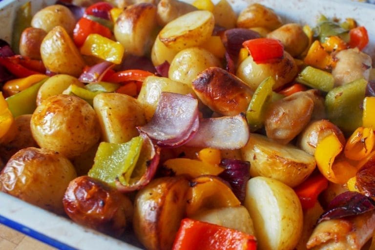 Chicken Sausages and Roasted Vegetable Traybake A Simple and