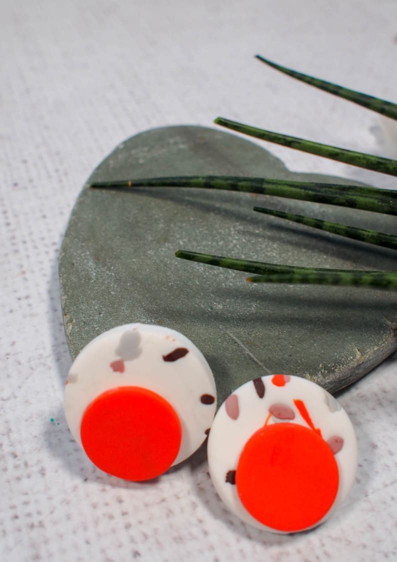 These DIY Terrazzo Earrings are a great way to use scraps of leftover polymer clay and are simple and inexpensive to make.