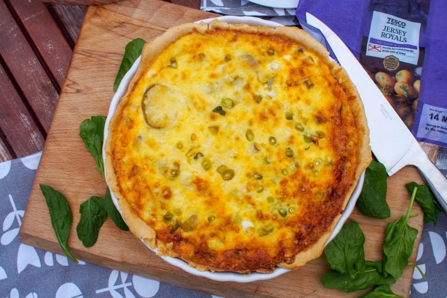 New Potato, Spring Onion & Cheddar Quiche Recipe Easy and Delicious