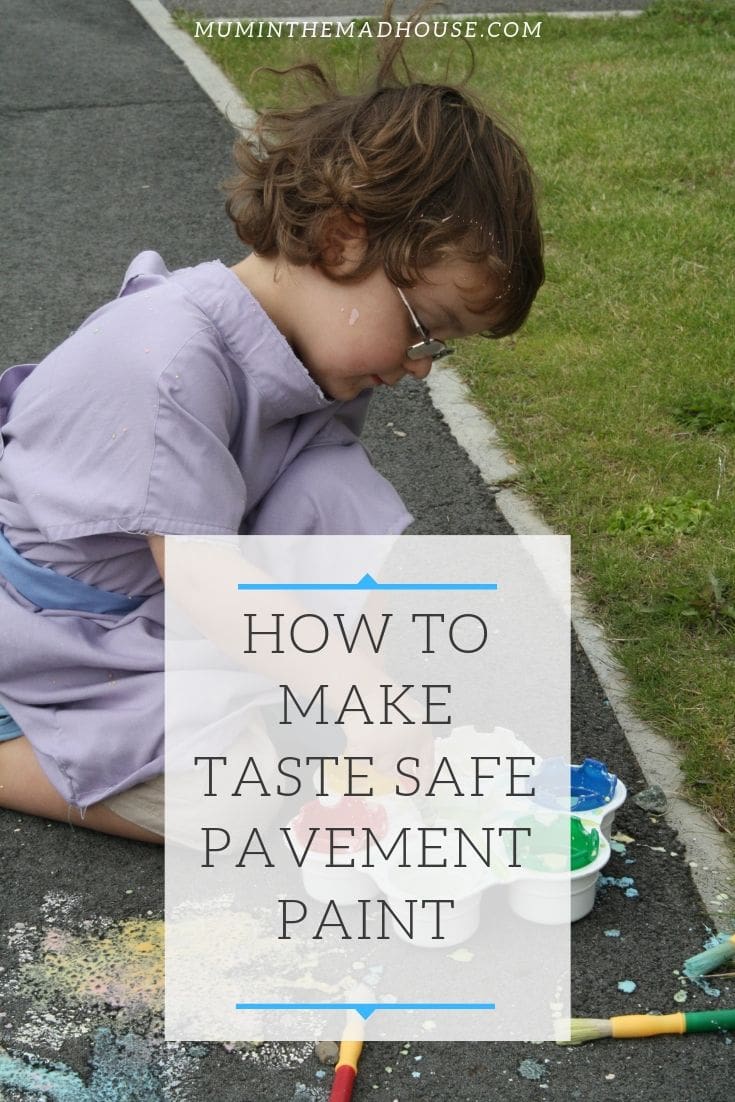 Hate painting inside with the kids? Why not take advantage of good weather and make out simple pavement paint and take the creativity (and mess) outdoors.