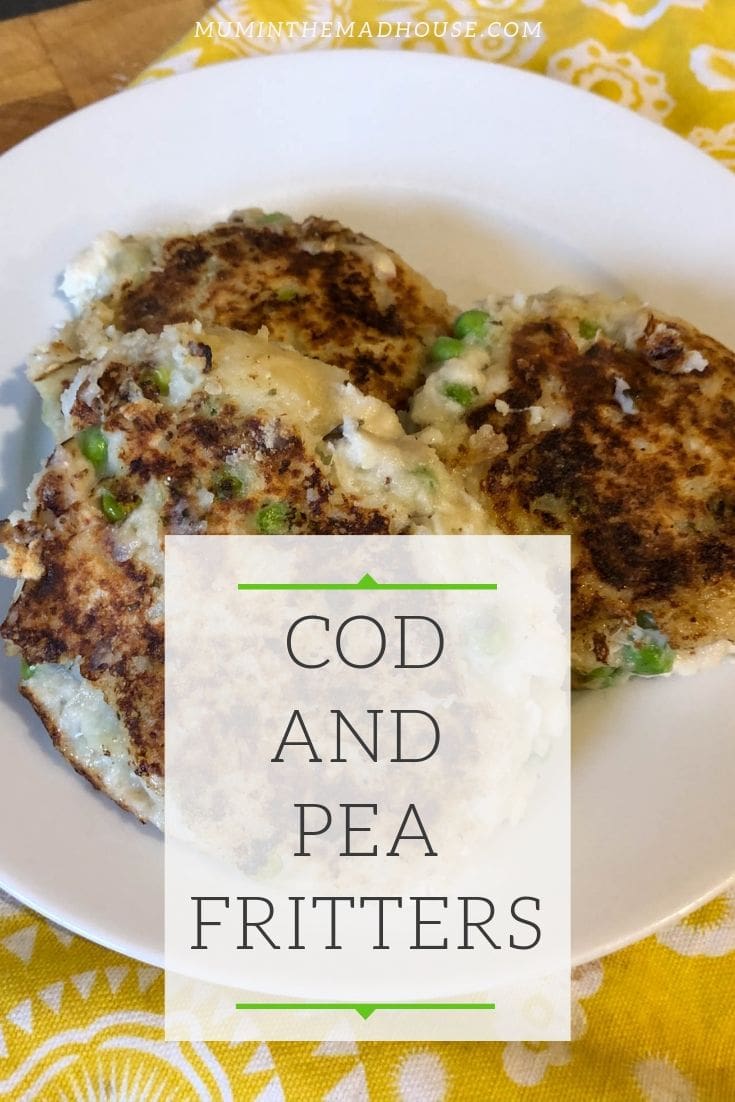 These Cod and Pea Fritters are a delicious family midweek meal which you can make from store cupboard ingredients. They are also perfect for packed lunches.