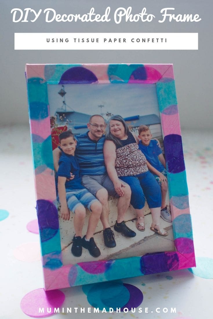 This Tissue Confetti DIY Decorated Photo Frame is a super simple and effective way to upcycle a cheap photo frame. So let's get crafty.