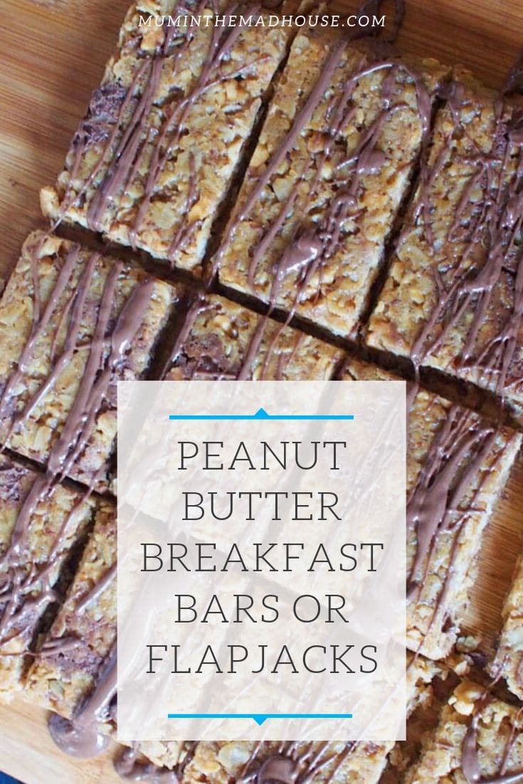This quick and easy recipe for Peanut Butter Breakfast Bars or Flapjacks is packed full of peanutty goodness and taste delicious