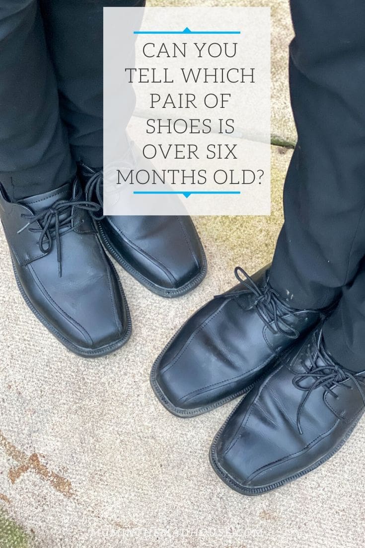 Can you tell which pair of shoes is a week old and which is over six months old?  Treads - School shoes that last - yes really these genuine leather school shoes come with come with a 12 month indestructible guarantee.
