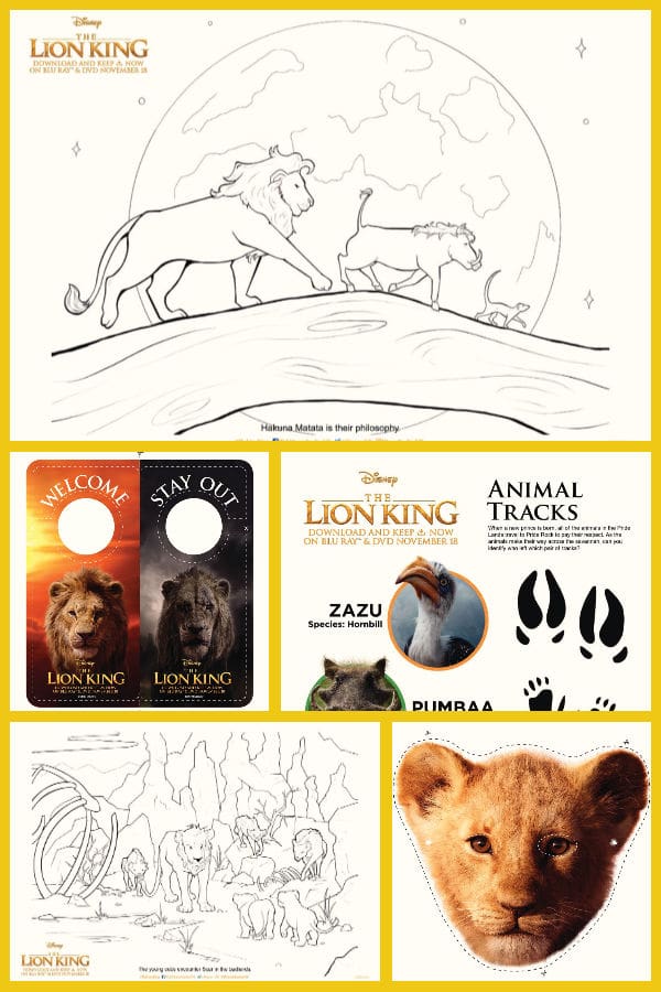 Enjoy these Lion King activity sheets for children, including Lion King puzzles, a Lion King maze, colouring sheets, door hangers and a delightful mask of Simba to print, cut out and play with. All in all 12 fabulous fun activity sheets to enjoy.