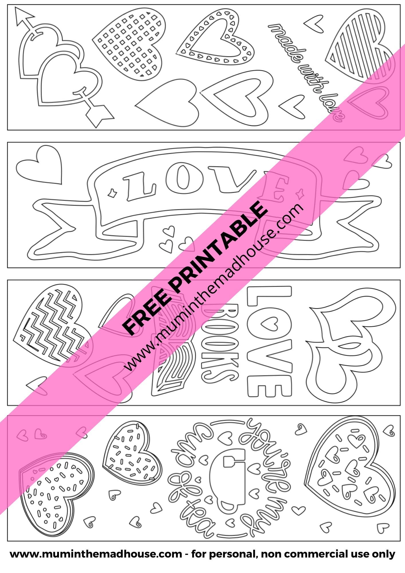 Valentine Printable Colouring Page Bookmarks – Free and Fun for Kids
