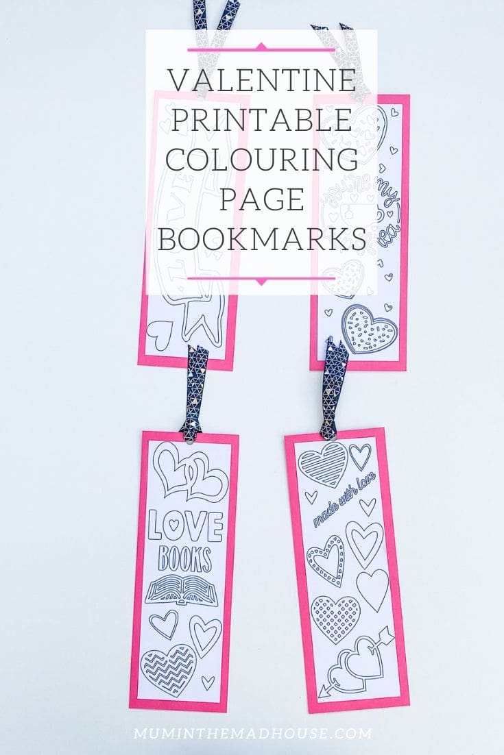 Valentine Printable Colouring Page Bookmarks