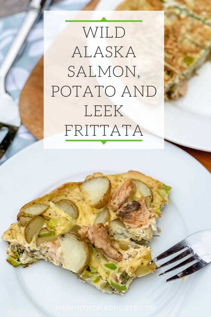 We love Frittata or crustless quiche as some people call them.  This Wild Alaska Salmon, Potato and Leek Frittata is great as a breakfast or main meal and also good for a picnic or packed lunches cold. 