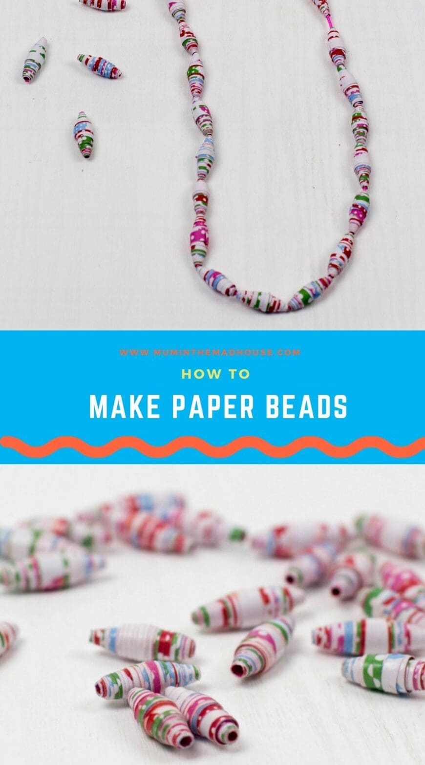 To make our paper beads shiny and more durable, we then coat them with either modgepodge or another varnish - we used DuraClear gloss varnish.  I love this as it is  non-yellowing and leaves your paper beads with a beautiful shine.