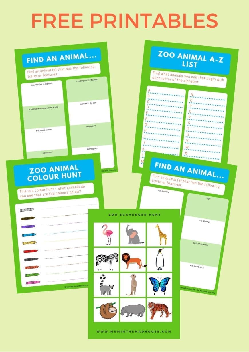 A fab selection of zoo scavenger hunt printables to download. 