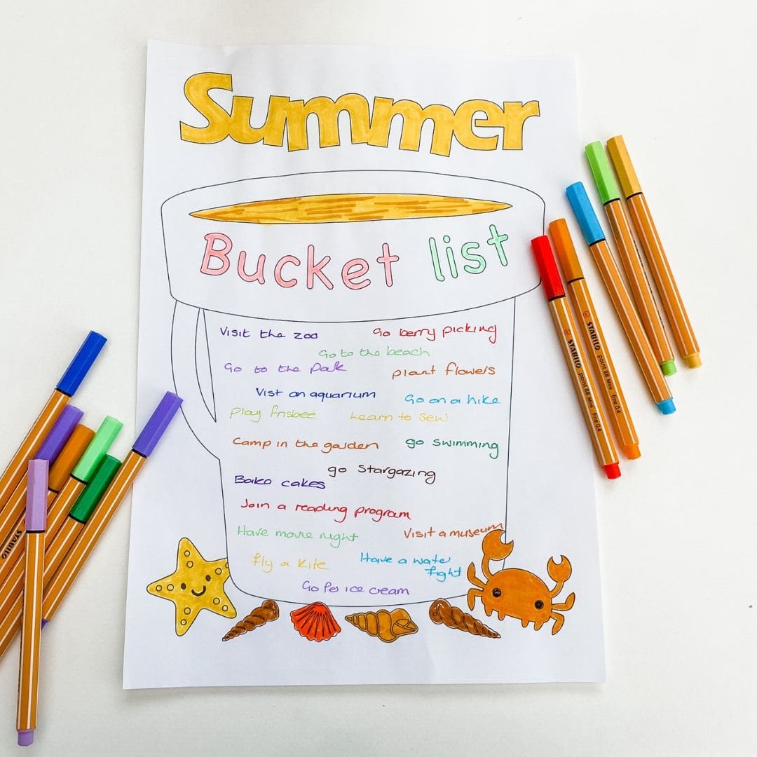 summer bucket list for kids blank