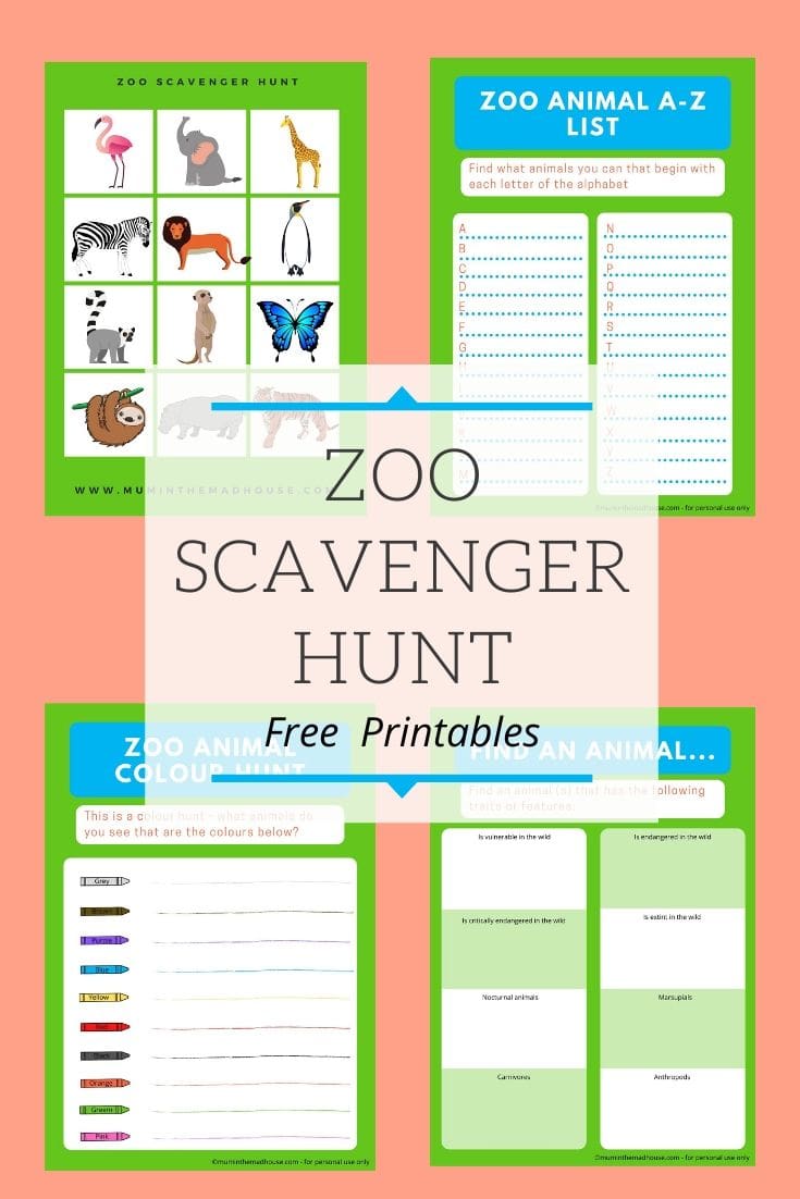 These free printable Zoo Scavenger Hunt games are perfect for kids of all ages. Simply print and bring with you to the zoo.