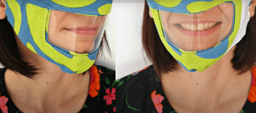 Reusable facemask with clear section