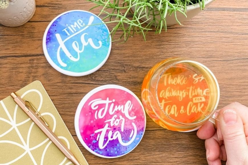 DIY Tea Pun Coasters Using Cricut Infusible Ink