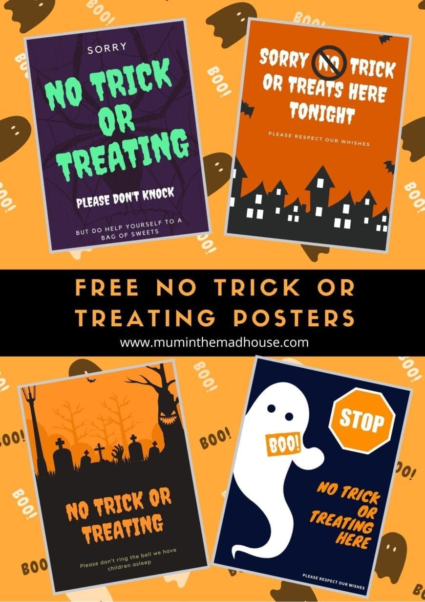 Free Printable No Trick or Treating Signs for those who don't want trick or treaters this Halloween