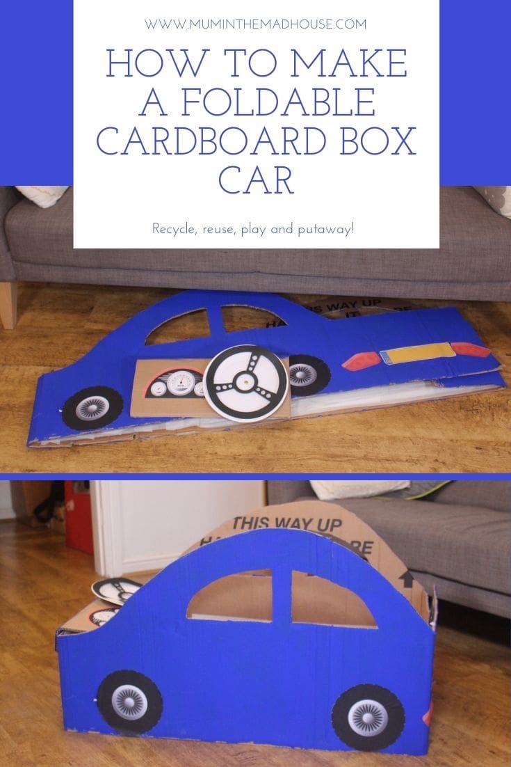 A fab tutorial for a Cardboard Box Car that folds. Recycle that cardboard box and make a car that will bring weeks of fun. Perfect for a drive in movie party. 