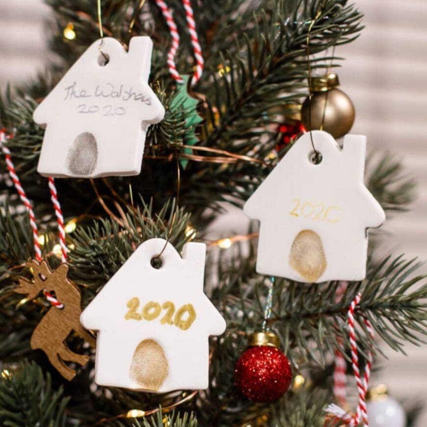 How to make a DIY Clay House Christmas Tree Decoration. A festive keepsake ornament reminder of the last year and hand on the Christmas Tree. 