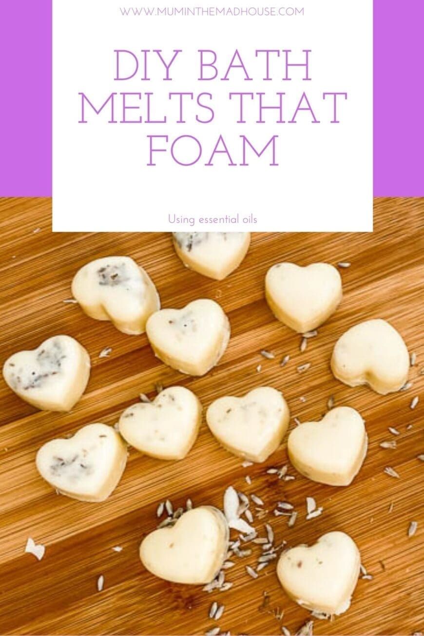 These DIY bath melts are small bars made with moisturising cocoa butter. Toss them into a hot bath to melt, and enjoy a fragrant, foaming and skin-softening bath!