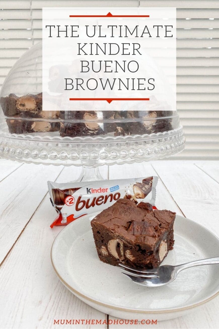 Thick, Fudgey & Gooey Chocolate Kinder Bueno Brownies with Kinder Bueno Chunks!