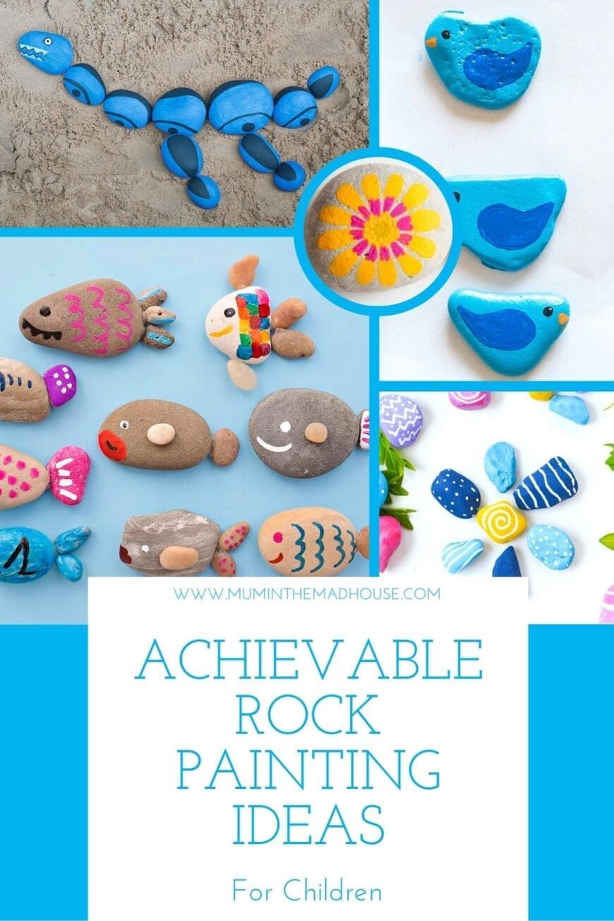 These simple Rock Painting ideas for kids are great for inspiring ideas when painting stones.  You can paint your rocks and hide them for people to find. 