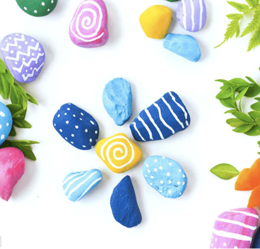 Brightly painted rocks perfect for kids to make 